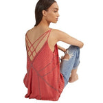 Anthropologie Ranna Gill Art Deco Strappy Beaded Cami Size S Pink Viscose VG