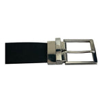 Reversible Black Brown Genuine Leather Silver Square Buckle Dress Belt Sz L 39.5