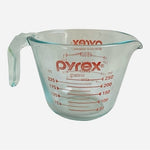 Vintage Pyrex 1 Cup Measuring Jug Clear Glass Red Markings 3x4x3 Kitchen VG