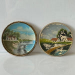 2 Antique Hand Painted Landscape Souvenir Plates Scenic Art Collectible Decor