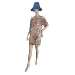 Speed Control NY Women's Off Shoulder Floral Stripe Mini Dress S Knot Sleeve EXC