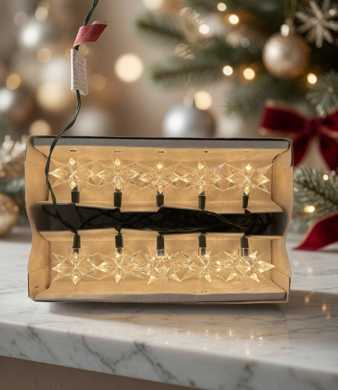 Vintage Hofert's 10-Light Sparkle Star Decor Styled String Lights Original NIB