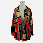 Vintage Kensington Square Black Patchwork Zip-Up Jacket Women XXL