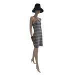 Topshop Women's Stretchy Mono Bodycon Mini Dress M Black White Stripe NWT