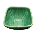 214 WEST Green Ceramic Leaves Design Square Bowl 5"x5"x3" Dishwasher Safe VG