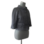 Easy Wear Women's Distressed Black Glossy Blazer S Cropped 3/4 Sleeve France VG