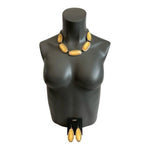 MIXIT Chunky Statement Necklace Earrings Set Yellow Silver Costume Jewelry NWT
