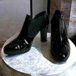 EMPORIO ARMANI Black Patent Leather Chelsea Ankle Boots Size 8-8.5