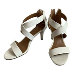 Style & Co White Leatherette Low Heel Sandals Women's Shoes Size 5.5 Stiletto