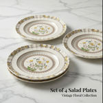 Vintage Spode Buttercup Salad Plates 8” Set of 4 Yellow Floral Transferware