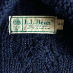 Vintage L.L.Bean Fisherman Knit Wool Cardigan Navy Blue Size 34 Shawl Collar VG