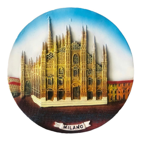 Collectible Souvenir Plate from Italy 3D Ceramic Milano Wall Decor 7.5” Italian