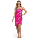 Hawaiian Tropical Sarong Pink White Floral Wrap Scarf Shawl Beach CoverUp Fringe