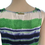 MICHAEL KORS Multicolor Stripe Satin Tank Top Women M Sleeveless Blouse EXC