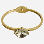 Women's Gold Tone Bangle Bracelet Round Crystal Rhinestone Costume Jewelry VG