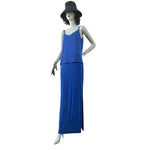 Alex Evenings Blue Glim Sleeveless Maxi Dress & Long Sleeve Blazer Suit Size 16