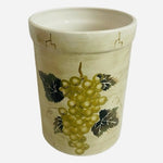 Tabletops Unlimited Cabernet Hand Painted Ceramic Utensil Holder Vase 8" Signed