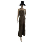 AMASOO Military Green Off Shoulder Tiered Maxi Dress Womens Size 6 NWT