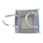 White Collapsible Mesh Laundry Hamper Foldable Polyester Bag with Handles VG