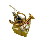 Vintage 3D Musical Christmas Ornament Gold Gift Shape Working Music Box