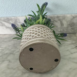 Artificial Lavender Plant White Cement Planter 12" Indoor Outdoor Faux Floral VG