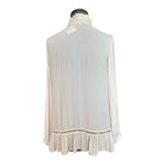 Ro&De Women's Ivory Cream Tie High Collar Ruffle Sheer Blouse S Long Sleeve NWT