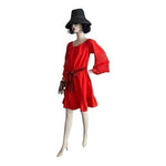 Perfectly Priscilla Red Off Shoulder Crochet Sleeve Mini Dress M/L Velvet NWT