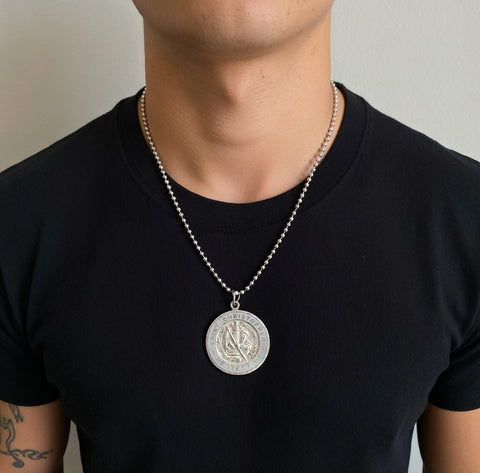 Saint Christopher Protect Us Medal Pendant Chain