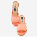 NIB KARL LAGERFELD Paris Coral Transparent Slip-On Block Heel Sandals Size 6