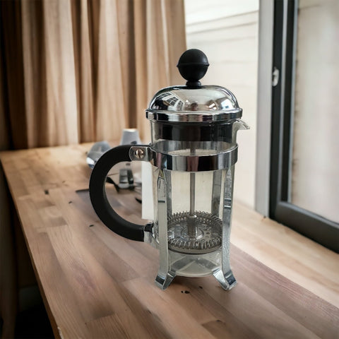 Vintage Bodum French Press 7.5" Stainless Steel Glass Coffee Maker Pot Excellent