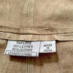 TRES JOLIE Tan Suede Leather Button Front Shirt Jacket Copper Grommets S/M G