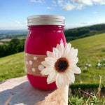 Handcrafted Sunflower Mason Jar with Lid Glass Metal 5.25 Canister Storage Decor