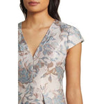 Vince Camuto Women's Blue Rose Gold Floral Jacquard V-Neck Dress 4 NWT $168