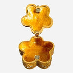 Crystal Flower Trinket Box 2" Gold Metal Jewelry Ring Holder Magnet Closure VG