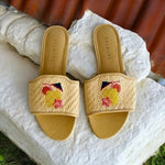 TALBOTS Keri Mai Natural Pineapple Straw Slip-On Mules Women’s Size 5.5