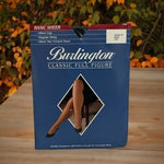Vintage Burlington Classic Full Figure Pantyhose Queen Size Black Sheer Nylon