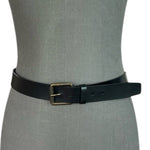 STACY ADAMS Black Genuine Leather Brown Solid Brass Square Buckle Dress Belt 44