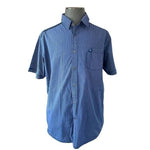 Angelo Litrico Men's Blue Grey Stripe Button Front Shirt 2XL Cotton Short Sleeve
