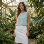 Wynne Layers Sage Green Chiffon Sleeveless Button Front Top Sz M Elegant Tunic