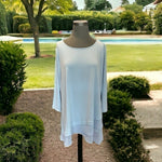 Alfani Women's Light Blue Chiffon Layered Top XXL Sheer 3/4 Sleeve Relaxed VG