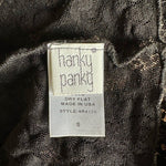 HANKY PANKY Womens Black Gold Floral Lace Blouse S Long Sleeve Scoop Neck Top G+