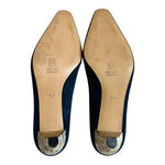 Vintage ESCADA Blue Suede Silver Heel Pumps Women’s Size 37 Italy 1990s