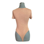BAR III Brown Rayon Spandex Stretch Short Sleeve Body-Con Bodysuit Womens Sz M