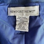 NEWPORT NEWS Blue Leather Zip Up Motorcycle Jacket Women’s Size 10