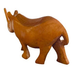 Hand Carved Wood Rhino Statue 8.5" Wooden Rhinoceros Figurine African Art Decor