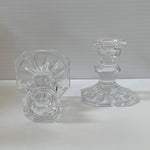 Mikasa Edinburgh Crystal Candlesticks Set of 2 Art Deco Slovenia 3" Taper Holder