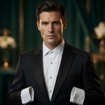 Silver Tone Black Enamel Tuxedo Shirt Studs Set 4pc Formal Wedding Dress EXC