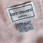 Karin Stevens Vintage 80s Pink Linen Floral Embroidered Midi Dress 4P NWT