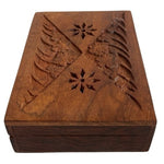 Vintage Brown Wooden Jewelry Box Hand Carved 4x1.5x6" Trinket Storage Keepsake