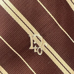 Vintage Christian Dior Signature Brown Gold Stripe 65% Silk Mens Neck Tie 57" VG